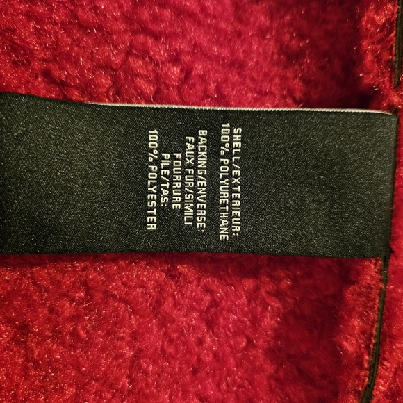 7 For All Mankind Black Faux Leather Jacket with Red Sherpa Trim - Picture 5 of 5